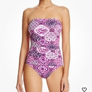 Tommy Bahama 262915 Women Tiles Of Tropic Wire-free Bandeau One-piece Size 4